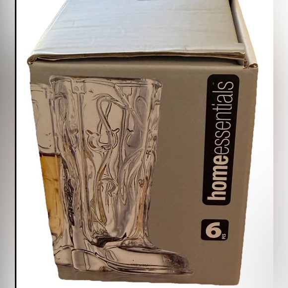 Home Essentials Set of 6 Boot Shot Glasses - Clear NIB - Picture 3 of 4